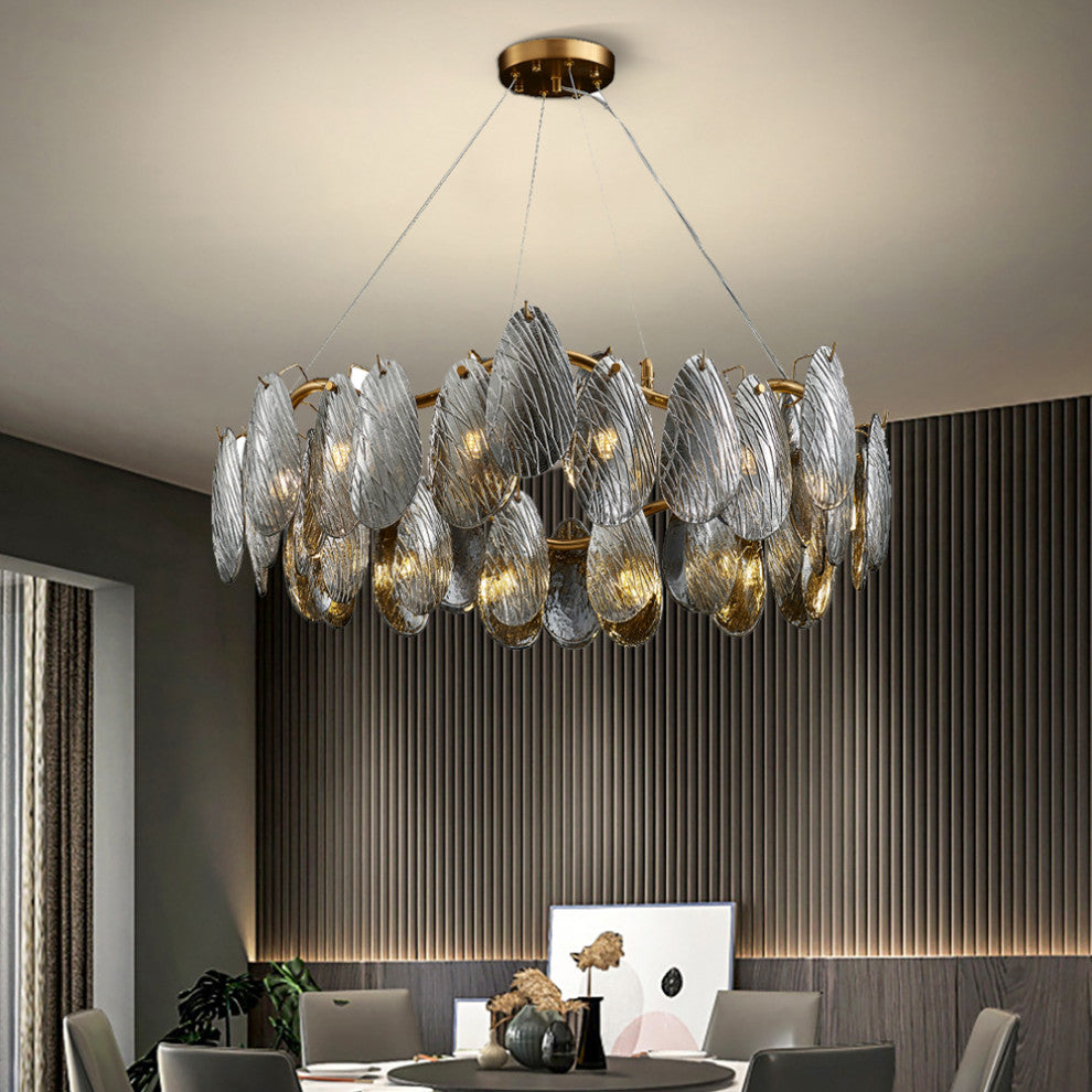 Zafferana Etnea | Round Smoke Gray Crystal Chandelier for Bedroom, Gray, 17"