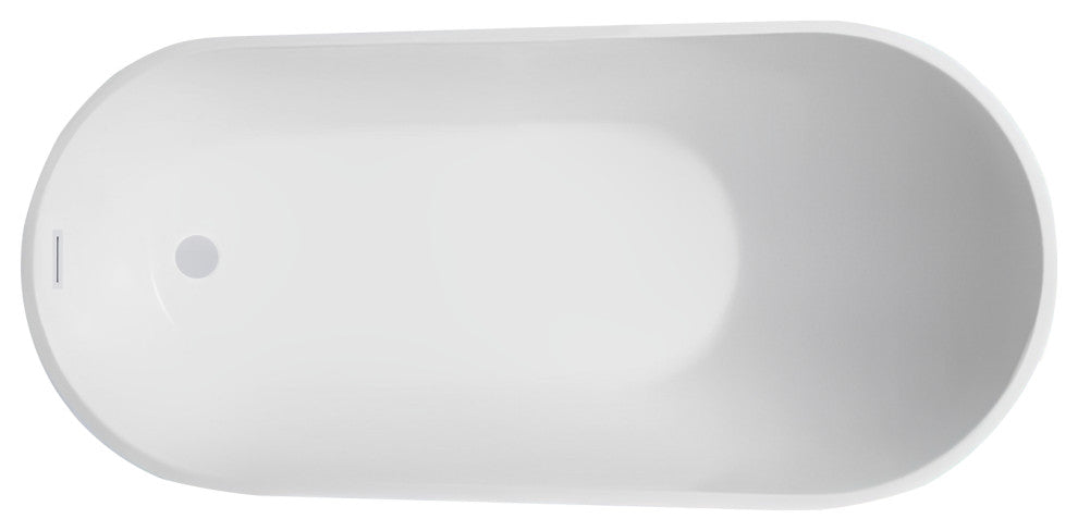 Vanity Art Freestanding Acrylic Soaking Bathtub, Pure White, 55"