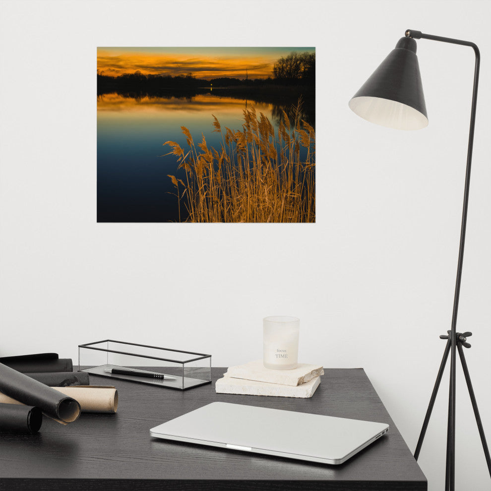 Farmhouse Art Decor: Sunset Reedy Point Landscape Photo Unframed Print, 16" X 20"