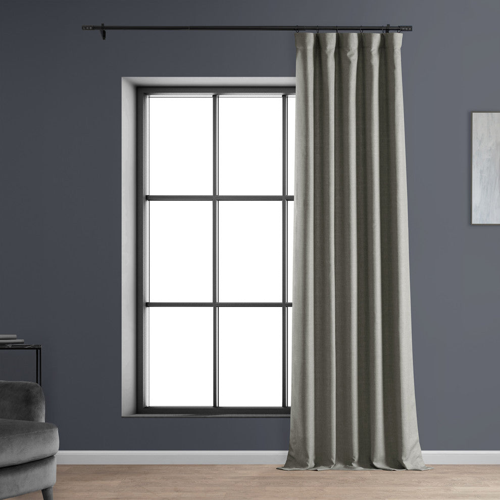 Italian Faux Linen Curtain Single Panel, Taupe Grey, 50"x96"