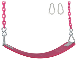 Commercial Polymer Belt Seat with 8.5' Coated Chain, Pink