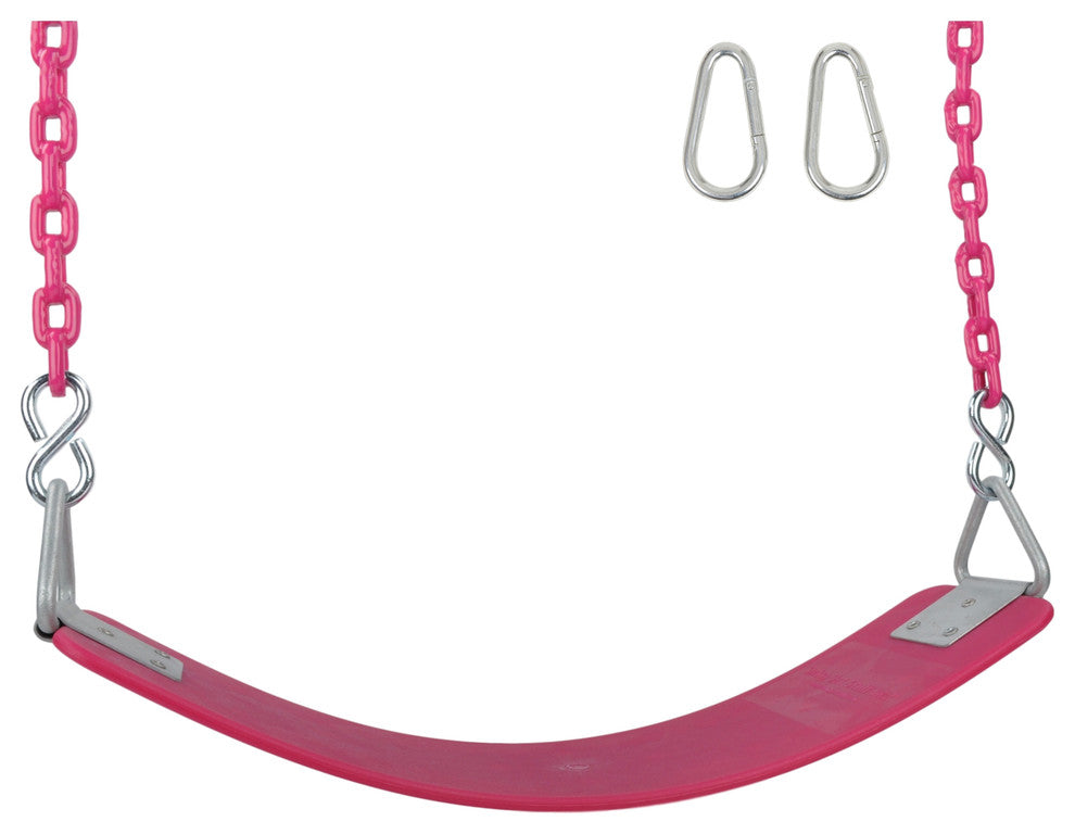 Commercial Polymer Belt Seat with 8.5' Coated Chain, Pink