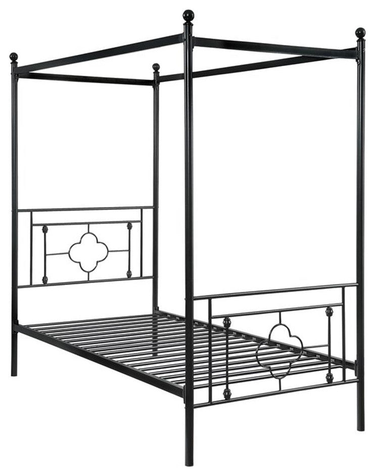 Lexicon Hosta Metal Frame Canopy Twin Platform Bed in Black