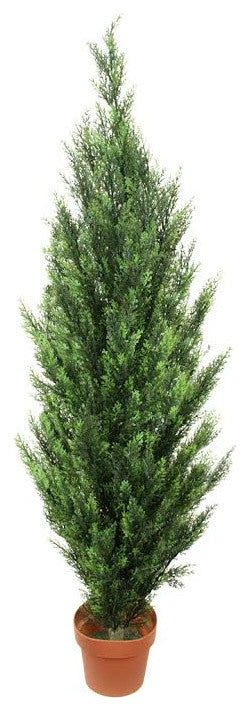 Potted Two-Tone Artificial Cypress Tree, 5'