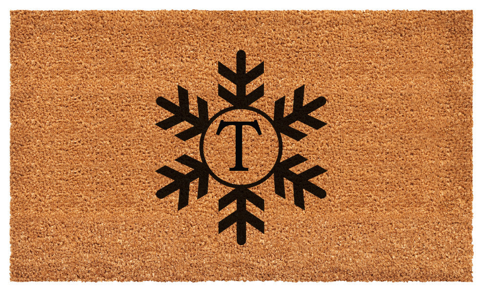 Calloway Mills Snowflake Monogram Doormat, 30"x48", Letter T