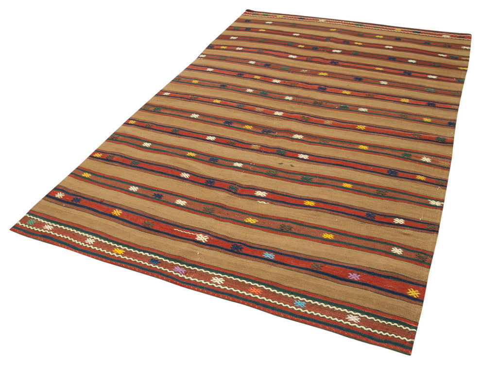 Rug N Carpet - Handwoven Oriental 5' 2'' x 8' 6'' Rustic Kilim Rug
