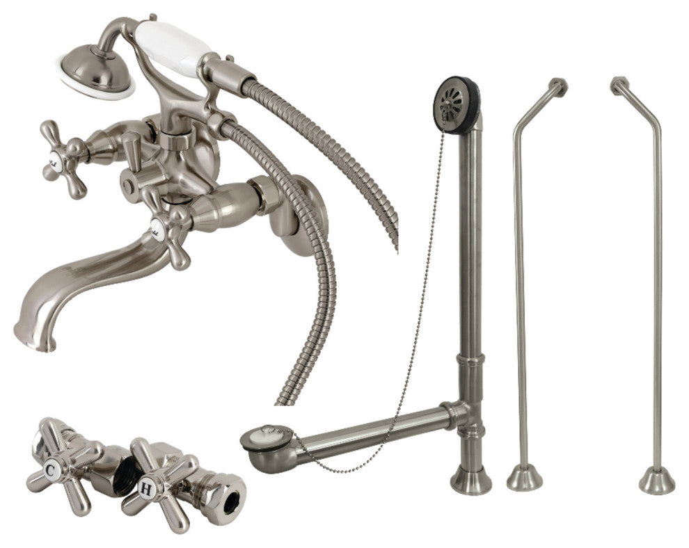 CCK225SND Wall Mount Tub Faucet Package With Supply Line, Brushed Nickel