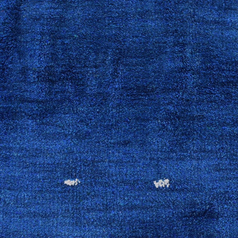 Hand Knotted Loom Silk Mix Area Rug Contemporary Blue