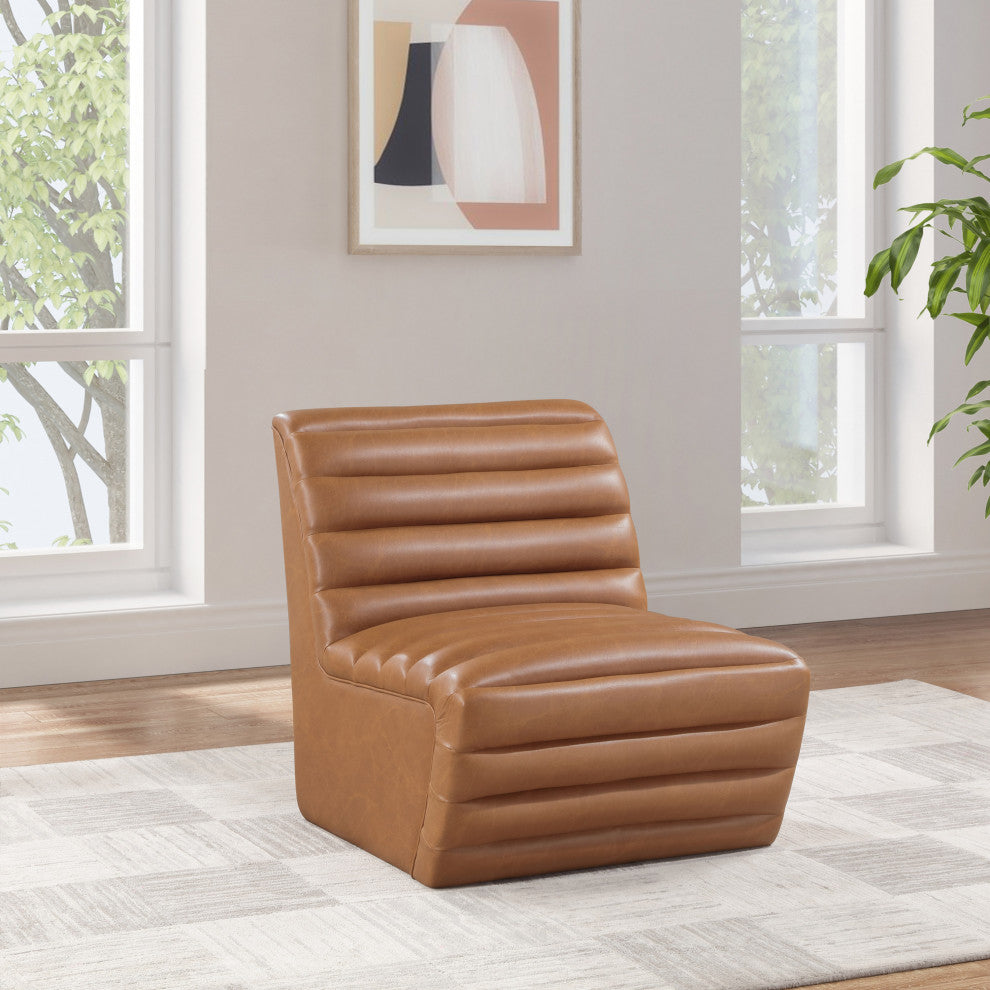 Vega Upholstered Accent Chair, Cognac, Vegan Leather