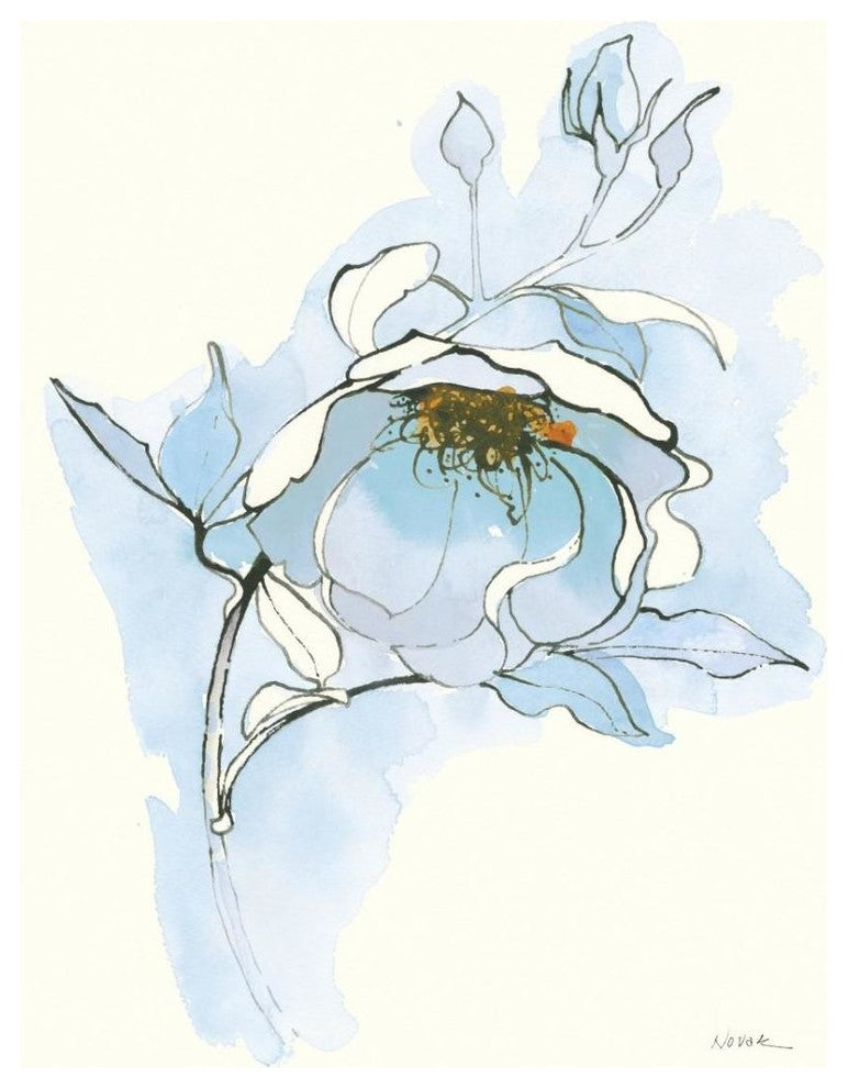 "Carols Roses V Blue" Digital Paper Print by Shirley Novak, 24"x30"