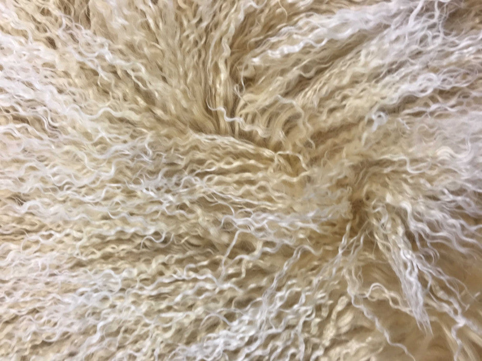 HomeRoots 17" Gold Genuine Tibetan Lamb Fur Pillow With Microsuede Backing
