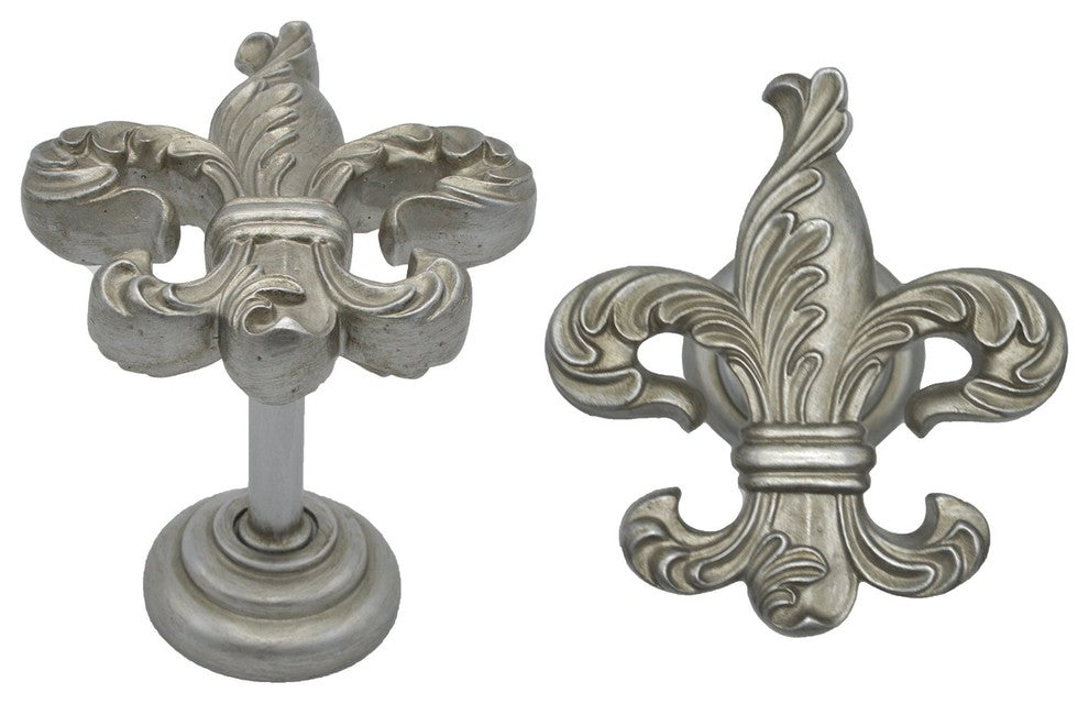 Fleur de Lis Medallion Drapery Holdback, Set of 2, Pewter