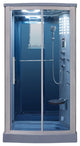 Rectangular Walk In Steam Shower, Blue Glass, 45"