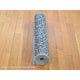 Blue, Modern Damask Design Hand Knotted, Wool and Silk Runner Rug, 2'8"x8'2"