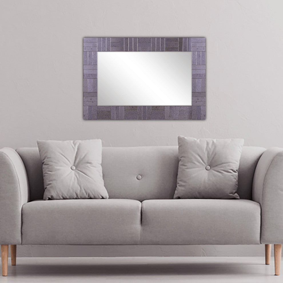 35" Gray Glass Framed Accent Mirror