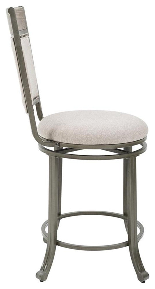 Linon Franklin Swivel Upholstered Counter Stool Steel Frame in Pewter