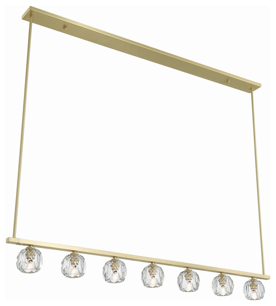 Aragon 7-Light Soft Brass Chandelier, Faceted Cut Crystal