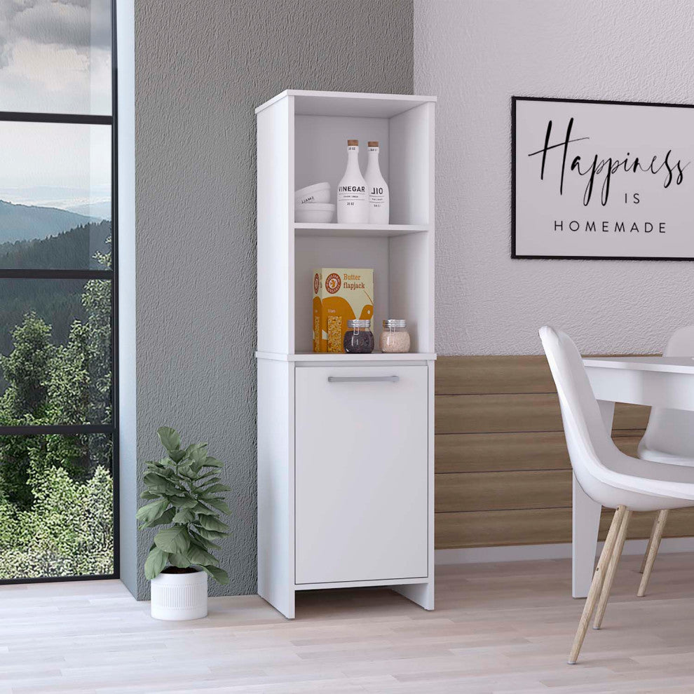 Danforth Pantry Cabinet with 1 Cabinet and 4 Shelves, White