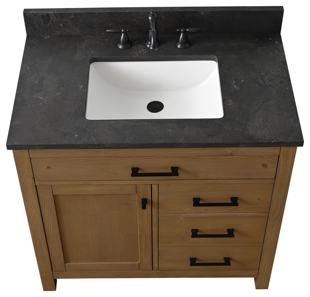 Jasper 36" Bathroom Vanity, Textured Natural, Blue Limestone