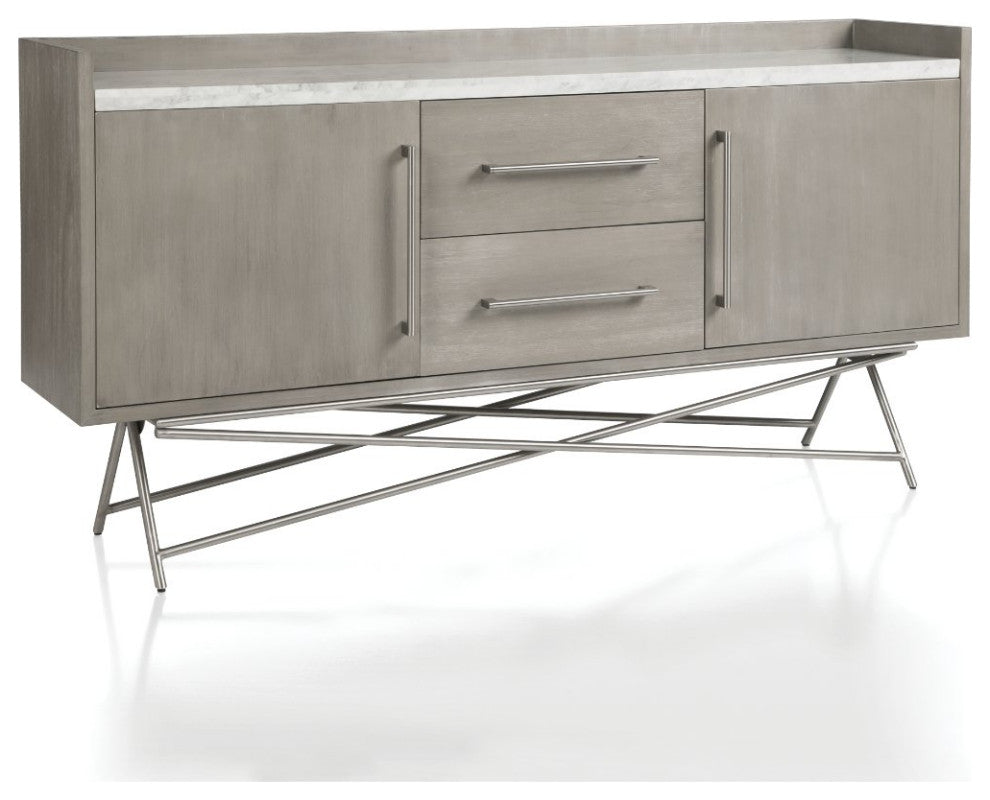 Modus Coral Marble Top Rectangular Sideboard in Antique Grey