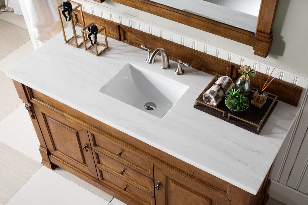 James Martin 147-114-5371-3AF 60" Country Oak Vanity With Solid Surface Top