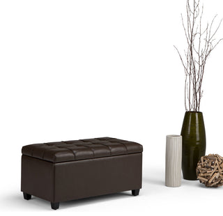 Sienna Storage Ottoman Bench, Chocolate Brown
