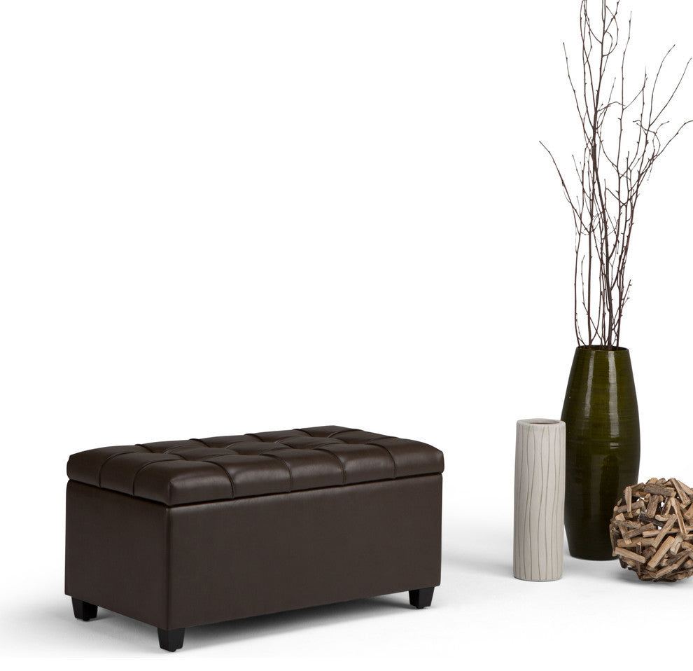 Sienna Storage Ottoman Bench, Chocolate Brown