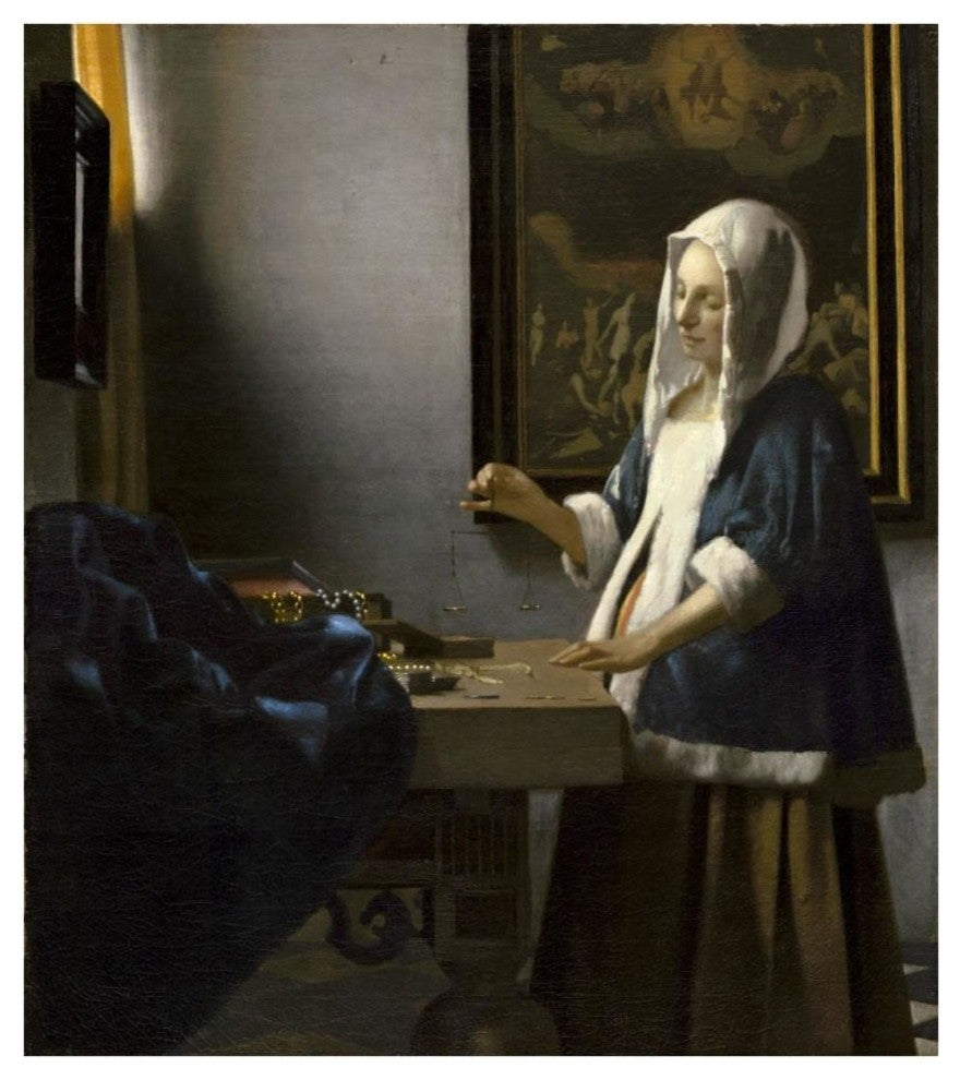 "Woman Holding a Balance" Digital Paper Print by Johannes Vermeer, 34"x38"