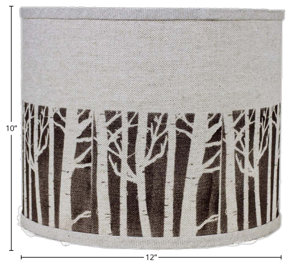Birch Tree Stencil Shade, 12", Drum With Spider Fitter