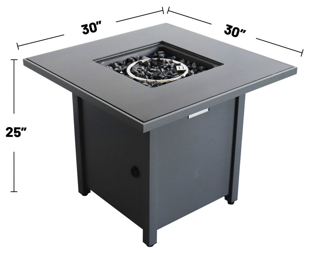 Steel Outdoor Fire Pit Table With Lid, Gray