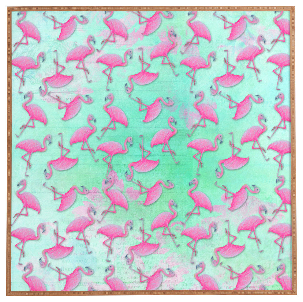 Deny Designs Madart Inc Pink And Aqua Flamingos Framed Wall Art