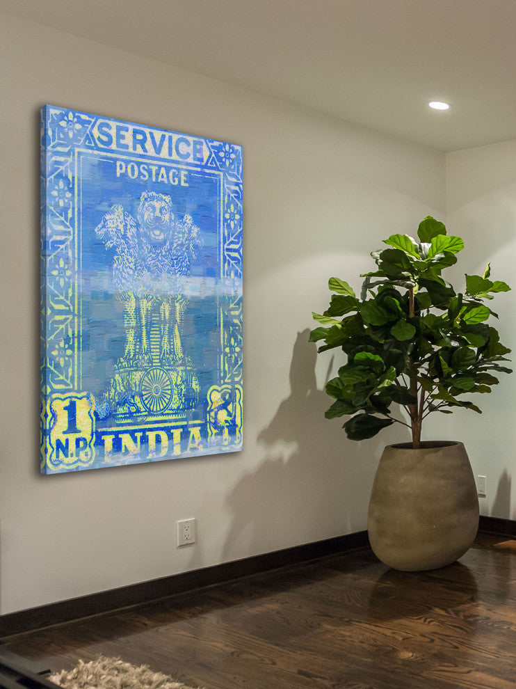 "India Postage" Painting Print on Wrapped Canvas, 20"x30"