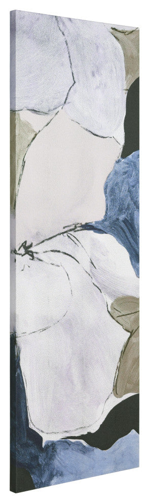 "Floral Serenity II" Flower Abstract Silver Shagreen Wrapped Canvas Wall Art