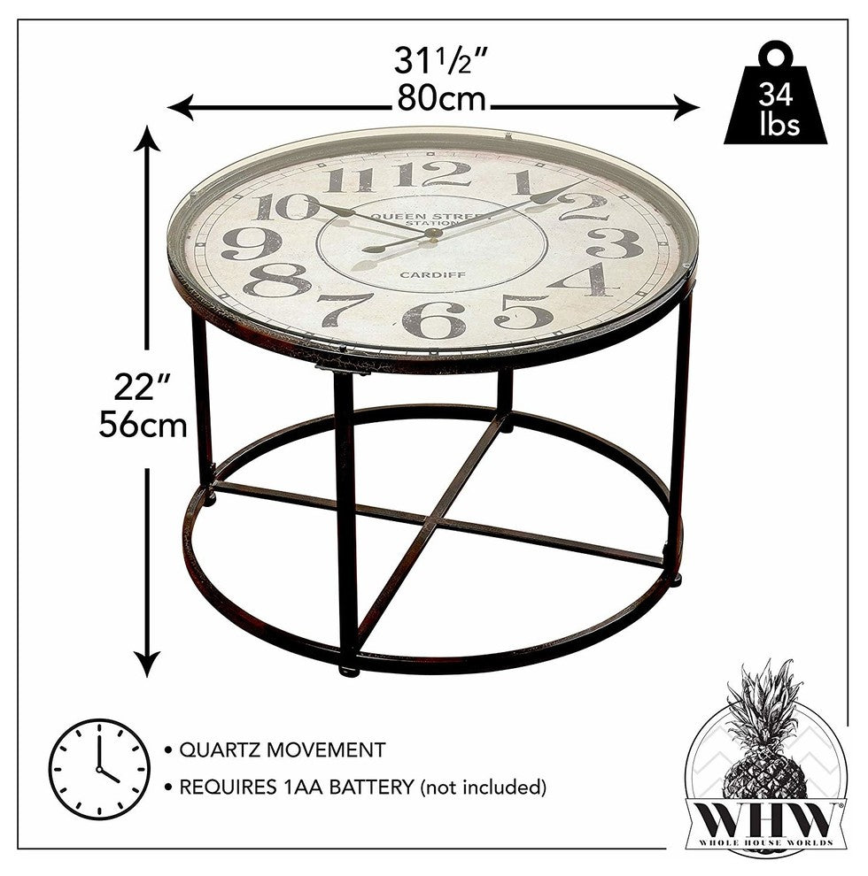 Industrial Clock Side Table