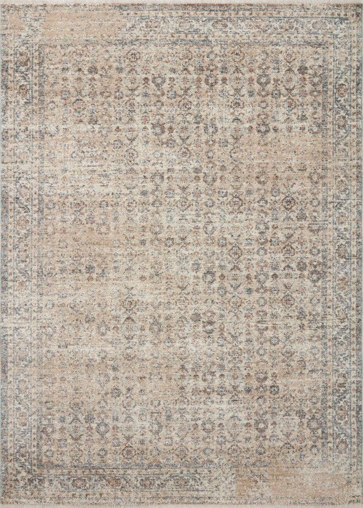 Angela Rose x Loloi Blake Beige / Denim 5''-3" x 5''-3" Round Area Rug