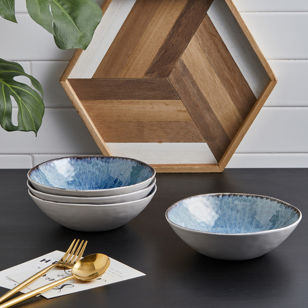 Stone Lain Romy Stoneware 16 Piece Dinnerware Set, Blue