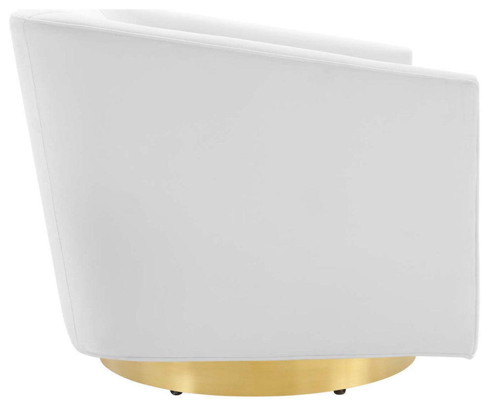Twist Accent Lounge Performance Velvet Swivel Chair, Gold White