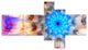 Blue Fractal Petals Dandelion, Floral Canvas Art Print, 60"x32", 5 panels