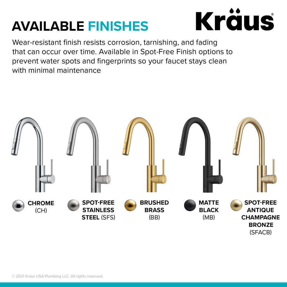 Oletto Pull-Down 1-Hole Kitchen Faucet, Matte Black
