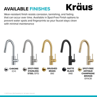 Oletto Pull-Down 1-Hole Kitchen Faucet, Matte Black