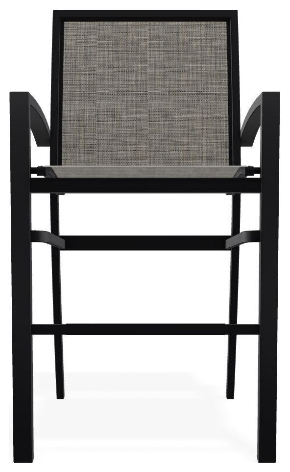 Kendall Sling Bar Height Stackable Outdoor Stool, Storm/Black
