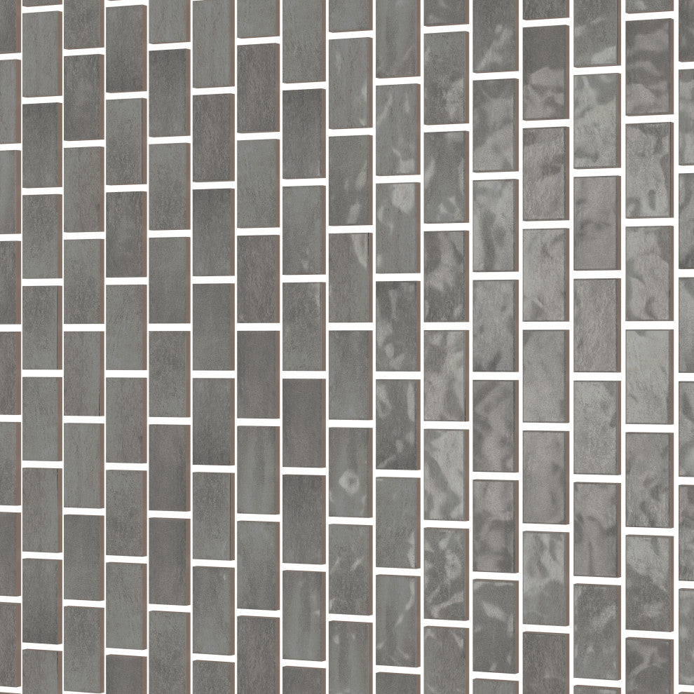 CastelloUSA Anacleto Ceramic Pressed 1"x2" Mosaic Tile, Dark Gray