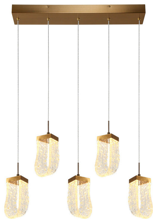 LNC Aeyilana 5-Light 28" Modern Cluster Loop LED Kitchen Island Light, Gold