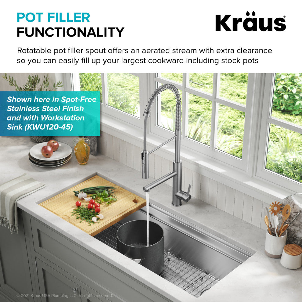 Pulldown Pot Filler Kitchen Faucet, Matte Black