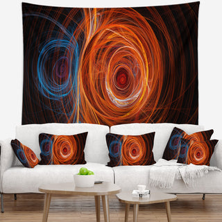 Brown Abstract Fractal Circles Abstract Wall Tapestry, 39"x32"