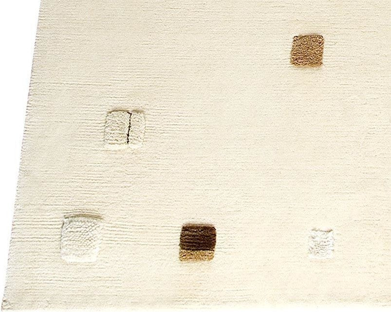 Hand Knotted White Wool Area Rug