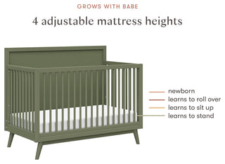 Palma 4-in-1 Convertible Crib With Toddler Bed Conversion Kit, Olive