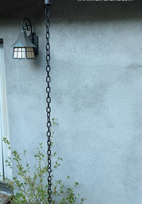 Black Large Aluminum Link Rain Chain With Installation Kit, 10'