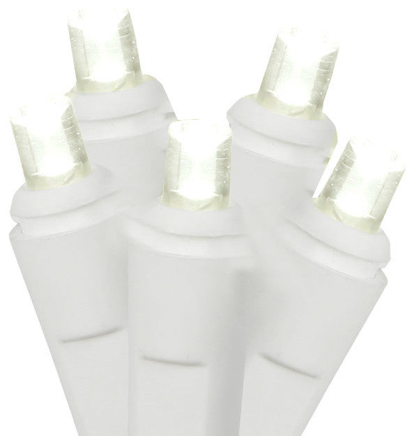 Warm White LED Wide Angle Christmas Light Curtain, White Wire, Set of 35