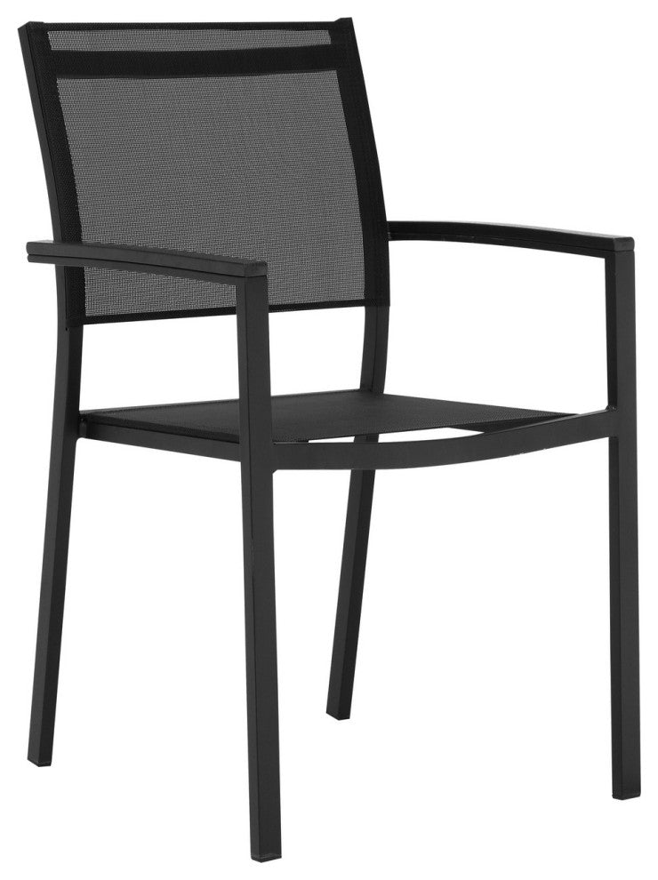 Benzara BM287826 Fifi 21" Set of 6 Dining Chairs, Black Aluminum Frame